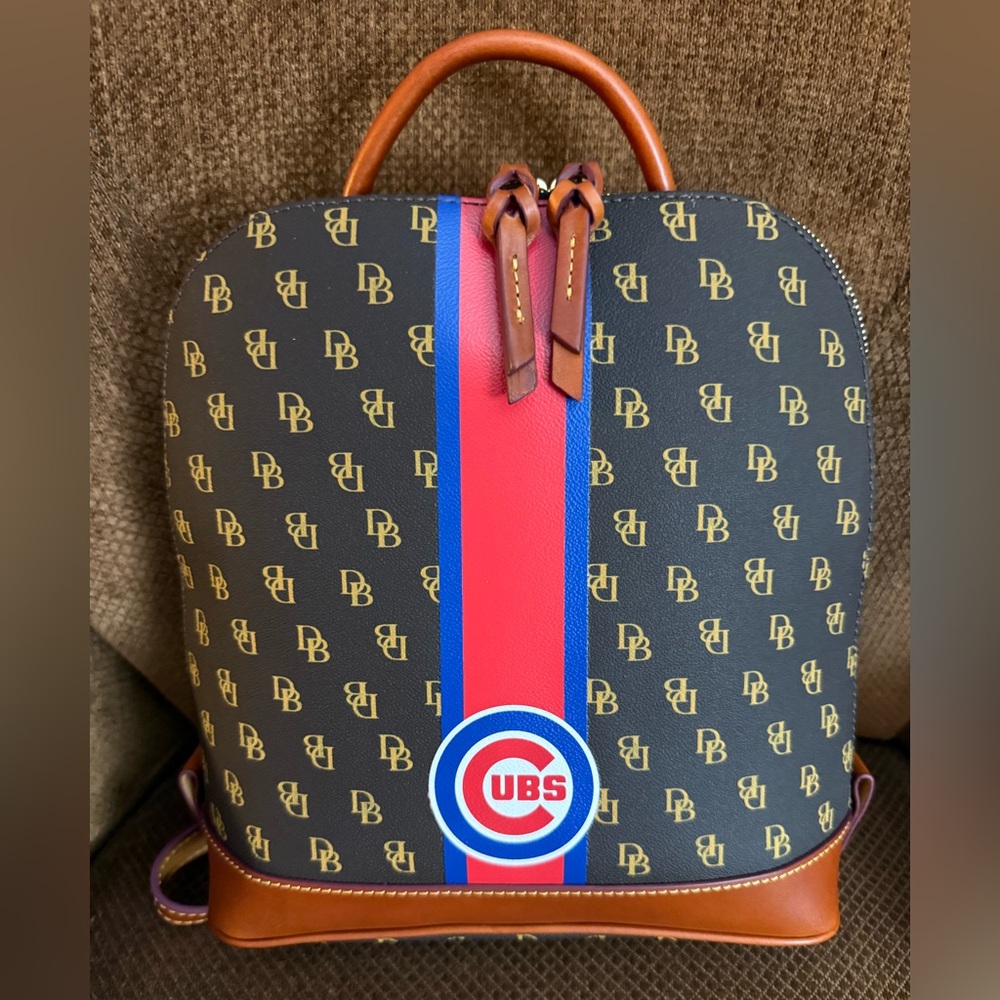 NWT Dooney & Bourke Chicago Cubs Zip Pod Backpack Brown Tmoro